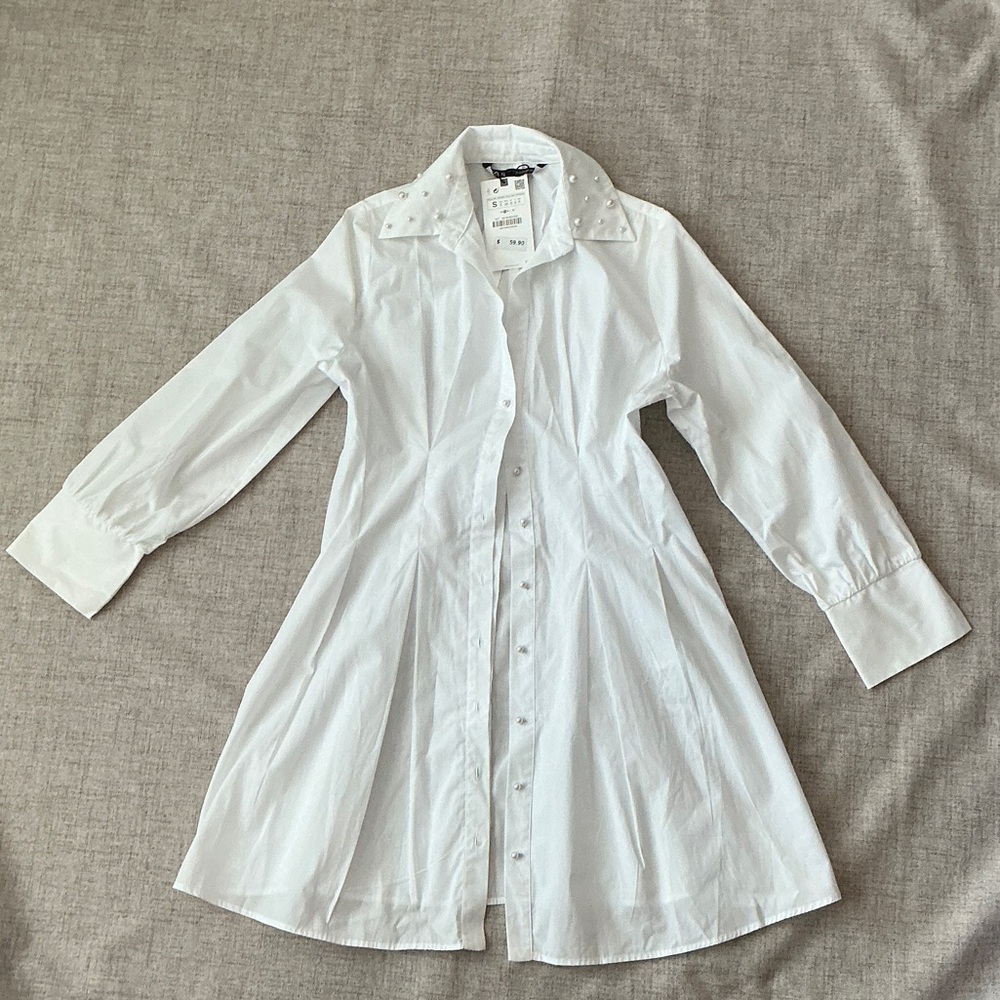 Zara White Women's Button-Up Coat
